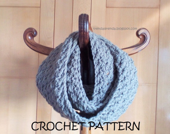 Crochet chunky infinity scarf PATTERN. Reversible crochet ...