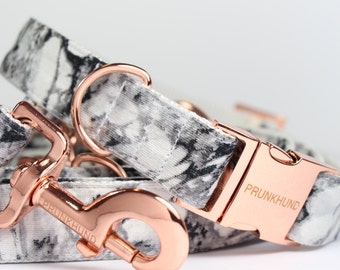 Dog collar MARBLE with rose gold colored hardware - handmade - trend