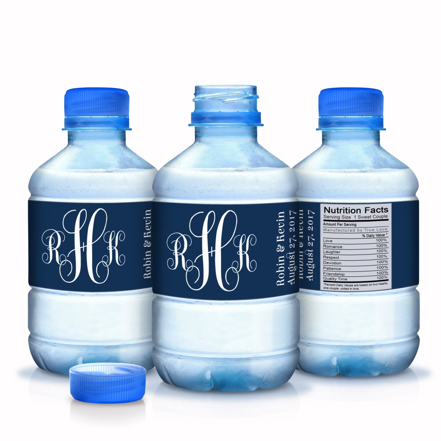 Monogram Wedding Water Bottle Labels by GreatLittleFavorCo