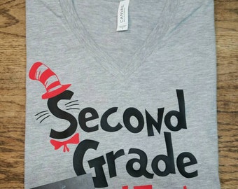 Dr. Seuss any grade Dr Seuss Teacher Shirt. Custom Teacher Shirt. Blue Jay Vinyl. Teacher I am Shirt. Second grade I teach.