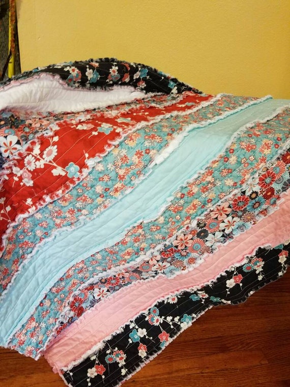 Strip Pattern Rag Quilt Asian Patterned Fabric
