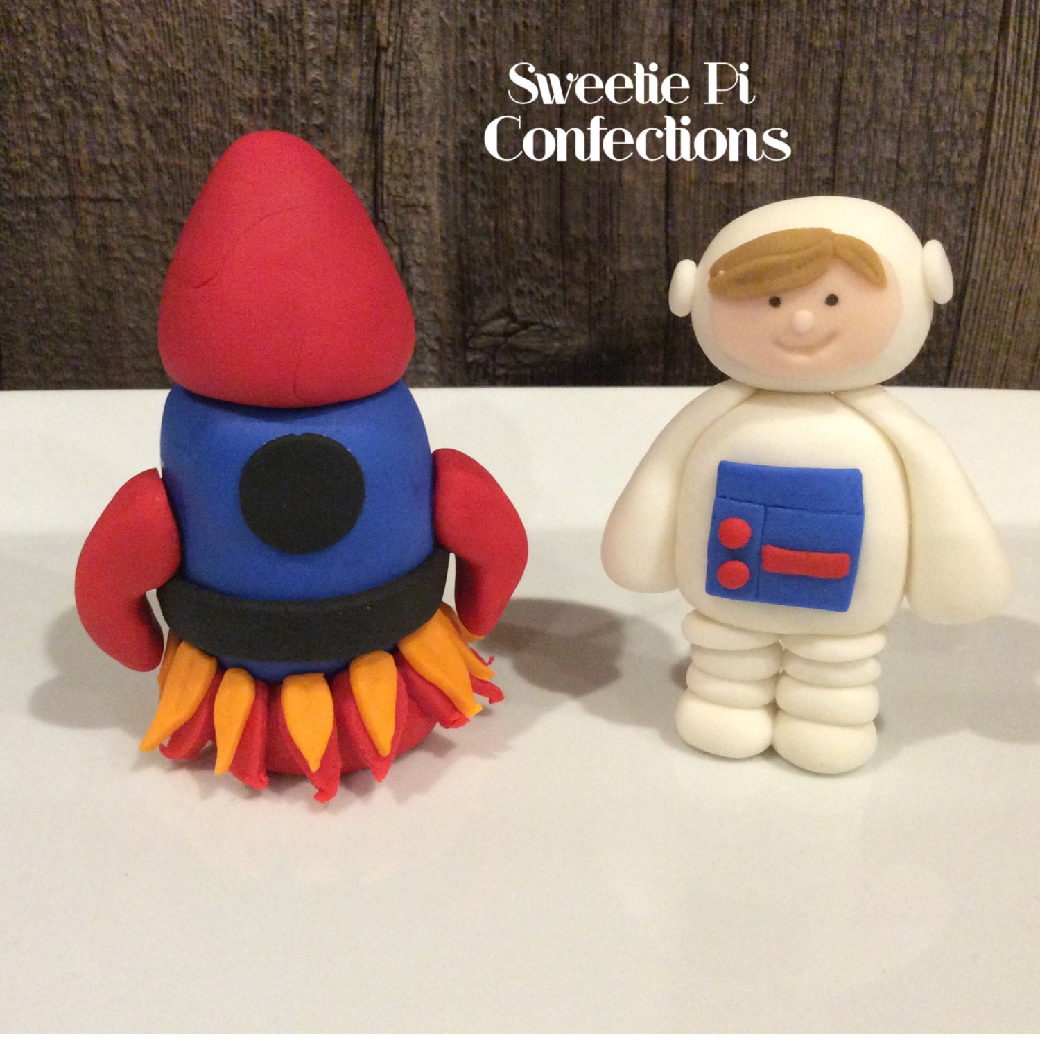 Astronaut and Spaceship Rocket Fondant Cake Toppers Perfect