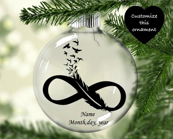Infinity feather ornament memorial ornament Feathers to
