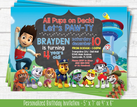 Paw Patrol Invitation NEW Paw Patrol Birthday Invitation