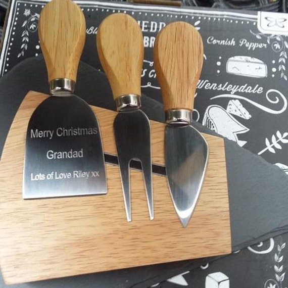Engraved Cheese Knife & Slate Board Set by GiftedinDesign on Etsy