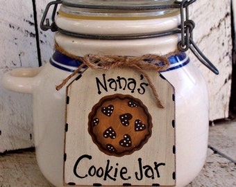 Personalized Cookie Jar Tag, Custom Jar Label, Rustic Hand Painted Tag, Primitive Kitchen Decor