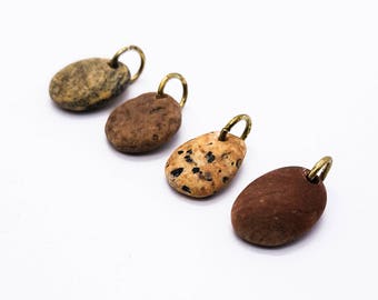 Petrified wood beach stones charms drilled stones pebble charms river rocks pendant river stones drilled ketten kiesel 비즈 (8-116)