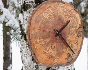 Natural Birch Wood Wall Clock Natural Home Décor Live edge wood clock made from spalted birch most sold best gift best presents
