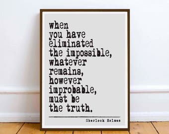 Sherlock Holmes - quote print - Literary Quote, Book Quote, Literary Print, Literary Printable, Literary Wall Art, printable download