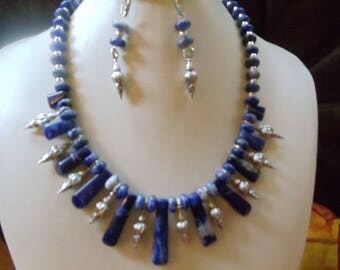 Sodalite 3-piece jewelry set statement jewelry