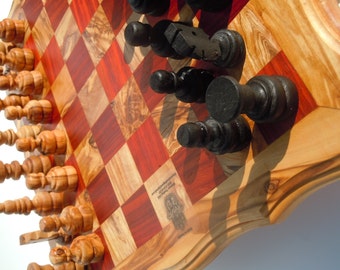 SALE Handmade olive wood chess set Imperial red special edition ,US seller,Finished edge,Free shipping,Great Gift