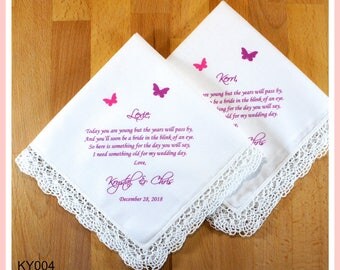 Set of 2 Flower girl Handkerchiefs from the Bride-Wedding Hankerchief-PRINTED-CUSTOMIZED-Wedding Gift to flower girl-flower girl hankerchief