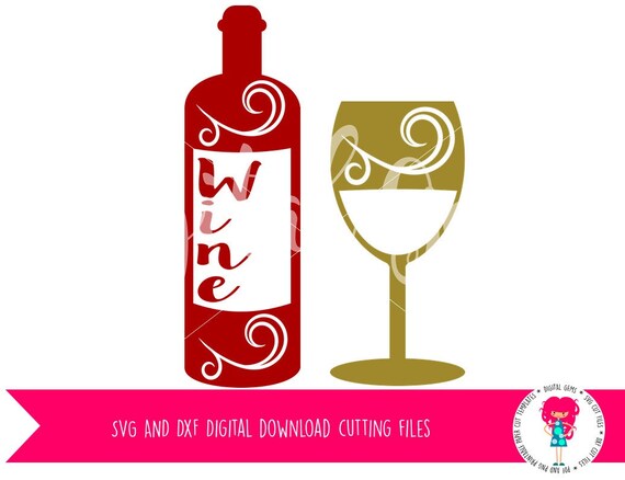 Download Wine Bottle And Wine Glass SVG Cutting File For Cricut Explore