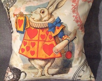 White Rabbit from Alice In Wonderland cushion/pillow size 16'' X 16''