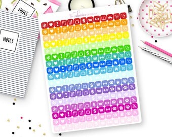 221 Rainbow Icon Square Stickers for Erin Condren Life Planner, Plum Paper or Mambi Happy Planners
