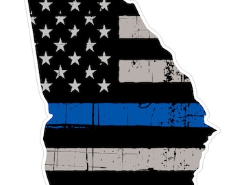 Georgia State (U11) Thin Blue Line Vinyl Yeti Tumbler Decal Sticker Laptop/Netbook