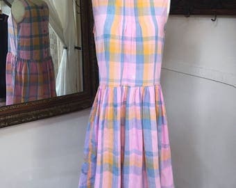 Vintage Prairie Dress // Gingham Dress // 80's 80's Sun Dress