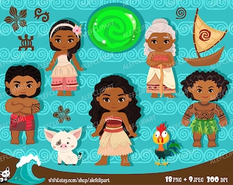 Moana Clipart, Disney Moana, Princess Moana Clipart, Instant Download, Moana Costume, Polynesian