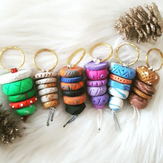 Handmade Polymer Clay Beaded Keychain