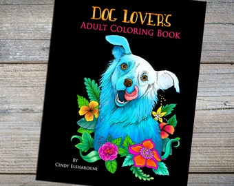 36 Adult Coloring Book Digital Download Of Amazing Dogs! PDF Pages To Print and Color with Bonus Link for 4 Extra pages