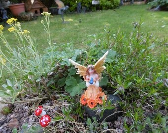 Fairy,flower fairy,garden fairy,miniture fairy,marigold fairy,winged fairy,glittered fairy,woodland fairy,fairy garden,supplies,accessories