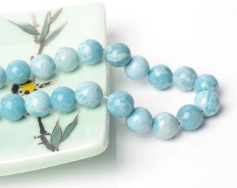 Larimar Stone Beads, Sea Blue Gemstone Loose Beads Round 6 8 10 12mm Treatment Beads for DIY Jewelry Making (JDY009-5)