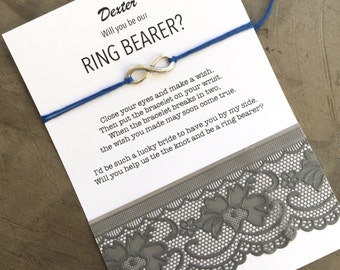 Will you be my ring bearer gift, ring bearer card, wish bracelet, Make a wish, Personalized bridesmaid gift, asking bridesmaids, B21