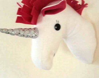 Unicorn head faux taxidermy Fabric Unicorn trophy head stuffed head Birthday gift bedroom decor Unicorn lover Princess bedroom Girls gift