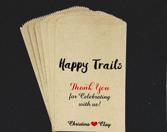 W11 ,Happy Trails, Trail Mix, Wedding Candy Bag, Candy Buffet, Favor Bag, Treat Bag, Kraft, Personalized bag, Midnight Snack, Snack Table