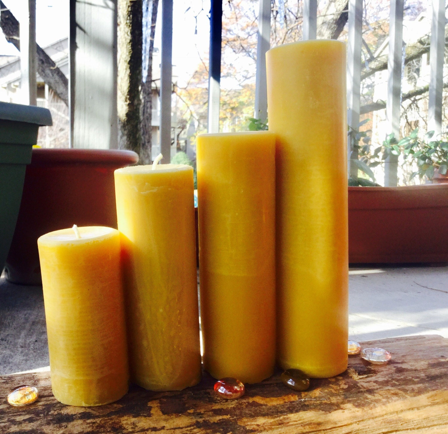 100 Pure Beeswax Pillar candleset of 4 beeswax