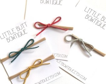 Newborn-Toddler Nylon Headband with Suede Bow // Choose 1, 2, or 3