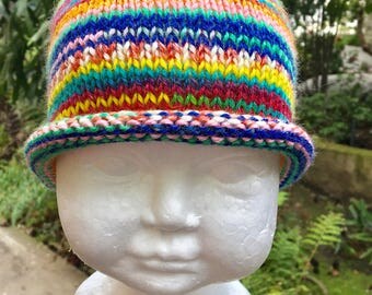 Primary Colored Superwash Wool Baby Hat (3-6 mos)