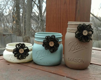 Mason Jar Desk Set, Desk Set, Mason Jar Office, Shabby Chic Desk Set, Mason Jar Office Set, Office Set, Desk Decor, 3pc Desk Set, Mason Jar