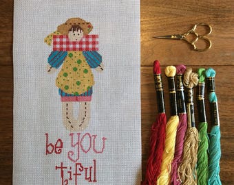 Be-YOU-tiful: a hand-painted needlepoint canvas