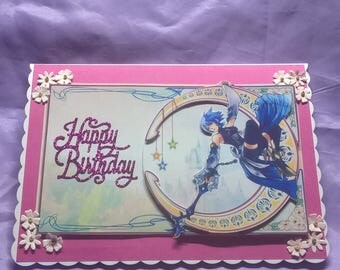 Aqua kingdom hearts birthday card for all fans of the game,a name age or family member can be added if you request it when ordering the card