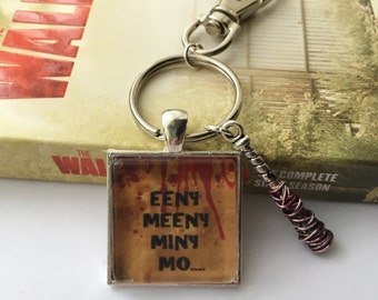 Lucille ~ Negan inspired keyring or bag charm. The Walking Dead (square)