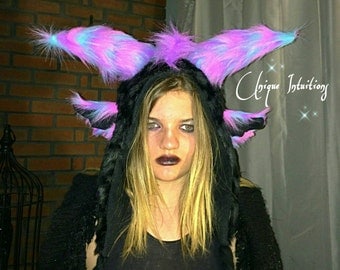 Pastel Gothic Luxury Faux Fur Dragon Hat, Fantasy Fur Animal Hood, Ram,Goat,Devil,Demon Horns, Monster Rave Hood, Cosplay, Halloween costume