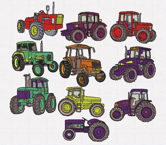 Items Similar To Tractors 10 Machine Embroidery Designs 4x4 Hoop On Etsy 7401