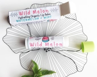 Wild Melon- Hydrating Organic/Natural Lip Balm in Box- Organic Beeswax & Organic Cocoa Butter, Coconut oil, Sweet Almond Oil - Chapstick