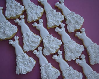 One Dozen Bridal Dress Wedding Sugar Cookies