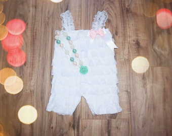 Lace romper,baby girl romper White Romper Set. Lace Romper , headband and romper, Baby Girl Photo Prop