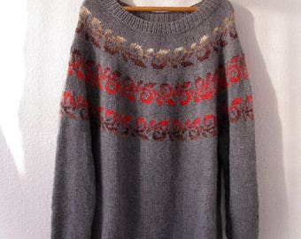 Oversized handknit sweater Lopapeysa Wool sweater Plus size sweater XXL sweater Christmas in July Icelandic Sweater Norwegian sweater women