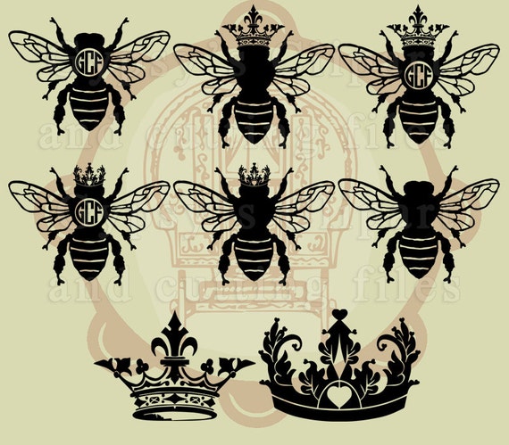 Queen bee svg Crown svg Bee svg Queen Bee Crown Monogram