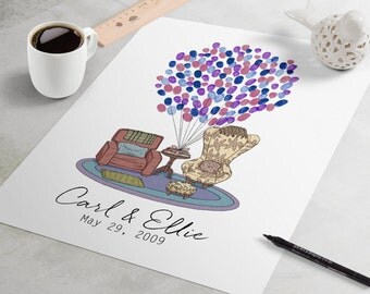 Up Wedding Guest Book: Up Chairs fingerprint guest book, fingerprint tree, thumbprint tree, Custom Disney Pixar guestbook alternative