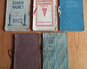 Lot of 5 Butler PA high school yearbooks -- 1921-1923 The Magnet