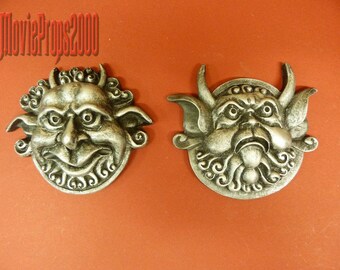 Labyrinth Mouth Holding And Deaf Door Knocker Faces (Set Of Two) From Jim Henson's Labyrinth.Silver