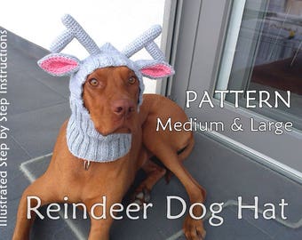 Reindeer Dog Hat PATTERN / Christmas Dog hat Pattern / DIY Dog Hat / Dog Hat Knit Pattern / How To Knit Dog Hat