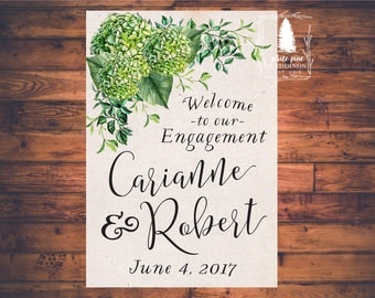PRINTABLE Wedding Welcome Sign, Wedding Engagement Sign, Green Hydrangeas, Ivory background, Sign to welcome wedding guests, green wedding