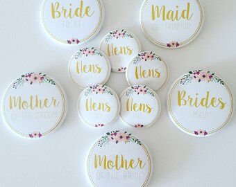 Hens Party Badges, Various, Classy Gold Design