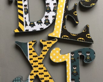 batman,wooden letters,free standing,wall hanging,baby boy, nursery decor,handmade letters,customised,baby gift,nursery letters,baby gift